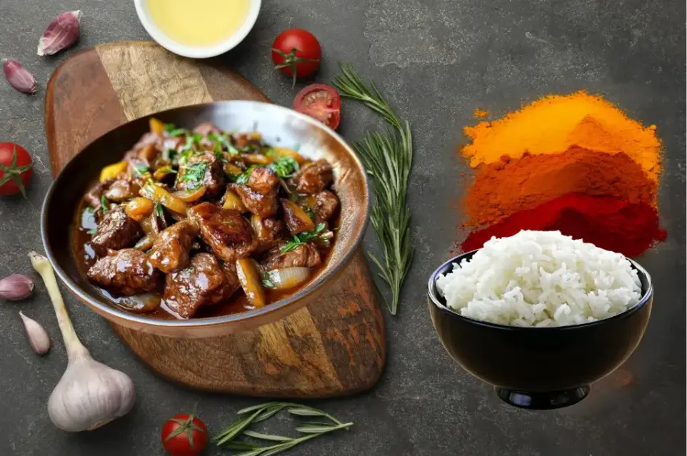 Paleron confit d’oignon  - Riz